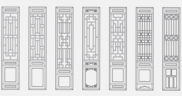 横山常用中式仿古花窗图案隔断设计图