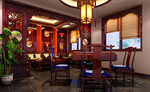 横山古典中式风格茶楼包间设计装修效果图